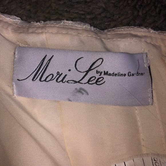 Mori Lee Cream Strapless Lace Gown - Picture 2 of 10